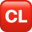 Großbuchstaben CL in rotem Quadrat-Emoji auf Apple