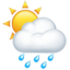 Sonne hinter Regenwolke-Emoji auf Apple