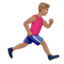 Laufender Mann: mittlere Hautfarbe, nach rechts-Emoji auf Apple