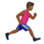 Emoji Uomo che corre: carnagione abbastanza scura e a destra su Apple