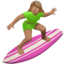 Woman Surfing: Medium Skin Tone emoji on Apple