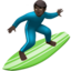 Man Surfing: Dark Skin Tone emoji on Apple