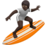 Person Surfing: Dark Skin Tone emoji on Apple