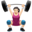 Woman Lifting Weights: Light Skin Tone emoji on Apple