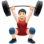 Man Lifting Weights: Light Skin Tone emoji on Apple