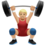 Man Lifting Weights: Medium-Light Skin Tone emoji on Apple