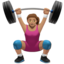 Woman Lifting Weights: Medium Skin Tone emoji on Apple