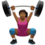 Gewichtheberin: mitteldunkle Hautfarbe-Emoji auf Apple