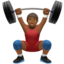 Man Lifting Weights: Medium-Dark Skin Tone emoji on Apple
