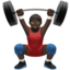 Man Lifting Weights: Dark Skin Tone emoji on Apple