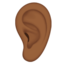 Emoji Telinga: ton kulit sederhana gelap pada Apple