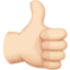 Emoji Pollice in su: carnagione chiara su Apple