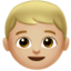 Boy: Medium-Light Skin Tone emoji on Apple