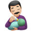 Man Feeding Baby: Light Skin Tone emoji on Apple