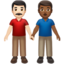 Emoji Dua pria bergandengan: warna kulit cerah, warna kulit gelap-sedang di Apple
