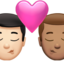 Kiss: Man, Man, Light Skin Tone, Medium Skin Tone emoji on Apple