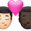 Emoji Beso: hombre, hombre, tono de piel claro, tono de piel oscuro en Apple