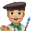 Künstler: mittelhelle Hautfarbe-Emoji auf Apple