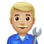 Man Mechanic: Medium-Light Skin Tone emoji on Apple