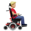 Emoji Uomo su sedia a rotelle motorizzata: carnagione abbastanza chiara e a destra su Apple