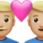 Emoji Coppia con cuore: uomo, uomo e carnagione abbastanza chiara su Apple