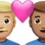 Couple with Heart: Man, Man, Medium-Light Skin Tone, Medium Skin Tone emoji on Apple