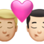 Sich küssendes Paar: Mann, Mann, mittelhelle Hautfarbe und helle Hautfarbe-Emoji auf Apple