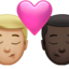 إيموجي قبلة: رجل، ورجل، وبشرة بلون فاتح ومعتدل، وبشرة بلون غامق على Apple