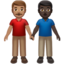 Men Holding Hands: Medium Skin Tone, Dark Skin Tone emoji on Apple