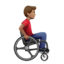 Man in Manual Wheelchair Facing Right: Medium Skin Tone emoji on Apple