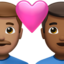 Liebespaar: Mann, Mann, mittlere Hautfarbe und mitteldunkle Hautfarbe-Emoji auf Apple
