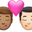 Kiss: Man, Man, Medium Skin Tone, Light Skin Tone emoji on Apple