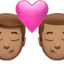 Emoji Bisou : homme, homme et peau légèrement mate sur Apple