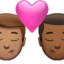 Kiss: Man, Man, Medium Skin Tone, Medium-Dark Skin Tone emoji on Apple