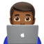 Emoji Ahli teknologi lelaki: ton kulit sederhana gelap pada Apple
