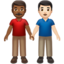 Emoji Dua pria bergandengan: warna kulit gelap-sedang, warna kulit cerah di Apple