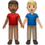 Men Holding Hands: Medium-Dark Skin Tone, Medium-Light Skin Tone emoji on Apple