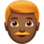 Man: Medium-Dark Skin Tone, Red Hair emoji on Apple