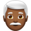 Mann: mitteldunkle Hautfarbe, weißes Haar-Emoji auf Apple