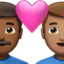 Liebespaar: Mann, Mann, mitteldunkle Hautfarbe und mittlere Hautfarbe-Emoji auf Apple