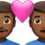 Couple with Heart: Man, Man, Medium-Dark Skin Tone emoji on Apple
