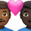 Apple üzerinde Kalpli çift: erkek erkek orta koyu cilt tonu koyu cilt tonu emojisi