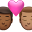 Kiss: Man, Man, Medium-Dark Skin Tone, Medium Skin Tone emoji on Apple
