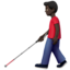 Mann mit Langstock: dunkle Hautfarbe-Emoji auf Apple