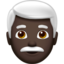 Apple üzerinde Erkek: koyu cilt tonu beyaz saç emojisi
