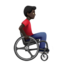 Man in Manual Wheelchair Facing Right: Dark Skin Tone emoji on Apple