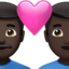 Emoji Pasangan dengan simbol hati: lelaki, lelaki dan ton kulit gelap pada Apple