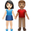 อีโมจิ ชาย-หญิงจับมือ: โทนผิวสีขาว โทนผิวสีเหลือง บน Apple