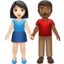 Emoji Femme et homme se tenant la main : peau claire et peau mate sur Apple