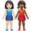 Women Holding Hands: Light Skin Tone, Medium-Dark Skin Tone emoji on Apple